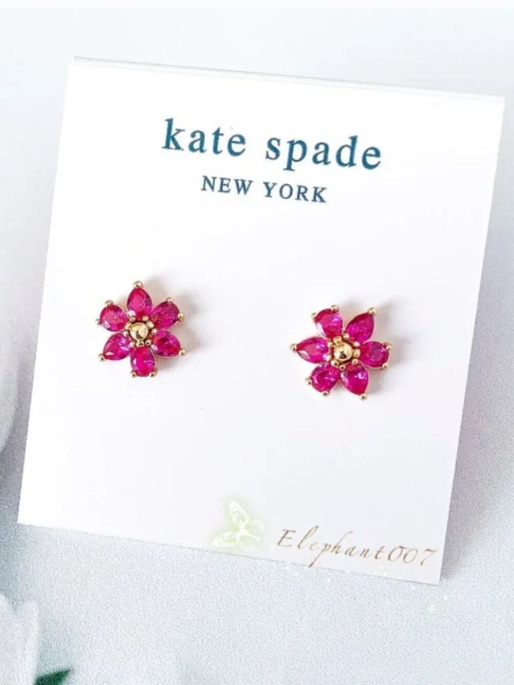 Kate Spade Pink Crystal Flower Stud Earrings Floral Statement Earrings